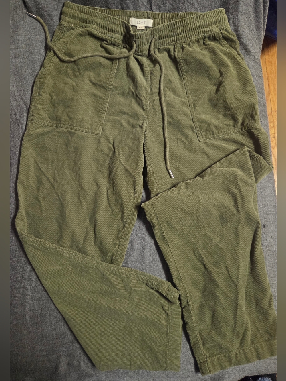 LOFT Olive Corduroy Drawstring Womens Pants